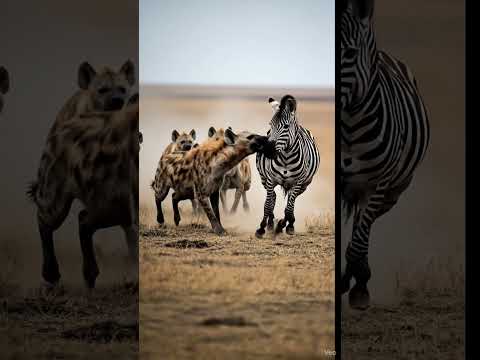 Elephant protects zebra from hyenas #shorts #animals #elephant