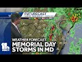 Tonys timeline for Memorial Day thunderstorms in Maryland