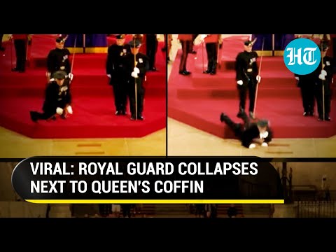 Viral video: Royal guard falls hard to the ground as Queen lies in state; Live broadcast halted