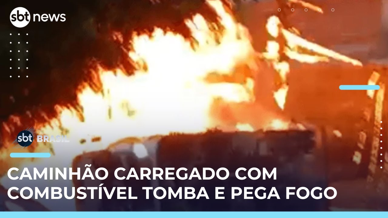 Caminhão tanque tomba e pega fogo em Igarassu no Grande Recife | SBTBrasil