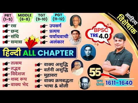 55. Hindi Grammar & Sahitya BPSC TRE 4.0 | सम्पूर्ण Hindi All Chapter MCQ, TGT PGT Nitin Sir STUDY91