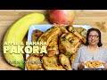 Apple & Banana Pakora (bhajia, fritter, appetizer) Recipe by Manjula