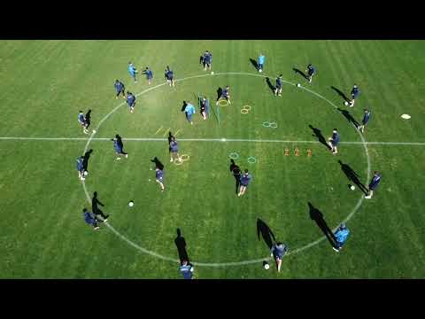 Football coordination warm up-on circle