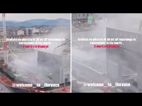 Il video della nube di polvere che si innalza dopo il crollo nel cantiere Esselunga a Firenze