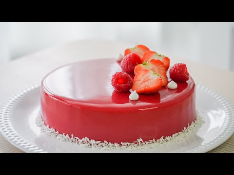 Red Berry Chocolate Mousse Cake. Red Mirror Glaze