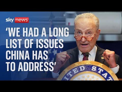 American senators, including Chuck Schumer, hold news conference during China visit