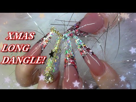 ANGEL TEARS - CHRISTMAS ACRYLIC NAILS w/ LONG DANGLE | ABSOLUTE NAILS