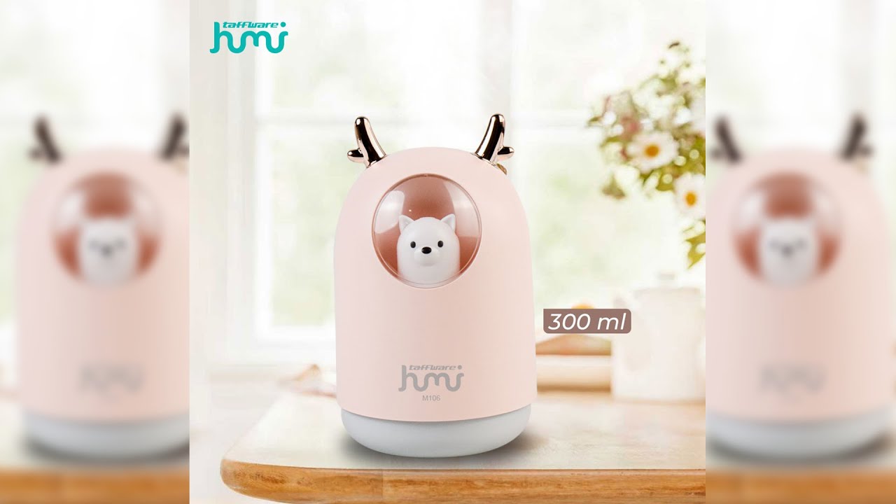 Pratinjau video produk Taffware HUMI Air Humidifier Mini Ultrasonic Diffuser RGB Puppy 300ml - M106