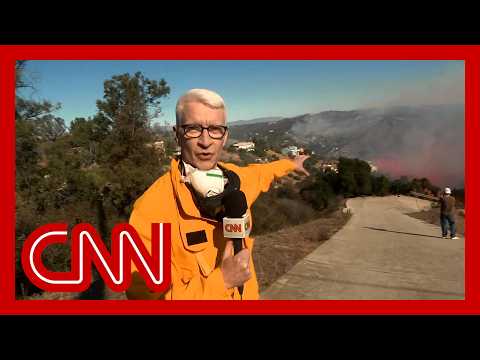 Anderson Cooper catches helicopters in active battle to save Topanga Canyon homes from wildfires