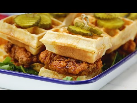 The BEST Hot Chicken & Waffle Sliders