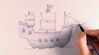 איך מציירים ספינת פיראטים