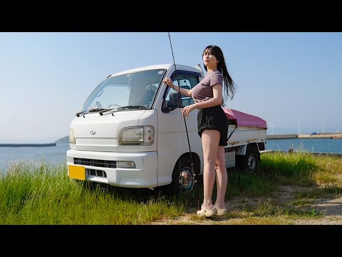 愛車の軽トラで釣り車中泊。