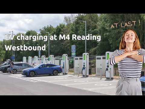 New electric vehicle chargers at M4 Reading Services (in the UK) July 2023