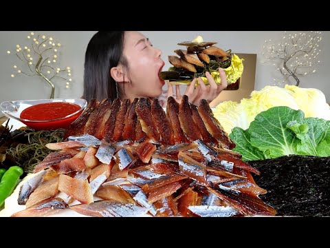 ASMR 바바요!!저도 과메기 먹어요(ง˙∇˙)ว 생선 리얼먹방 :) dried fish MUKBANG