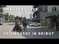 LIVE: Outside US Embassy in Beirut after reported shooting