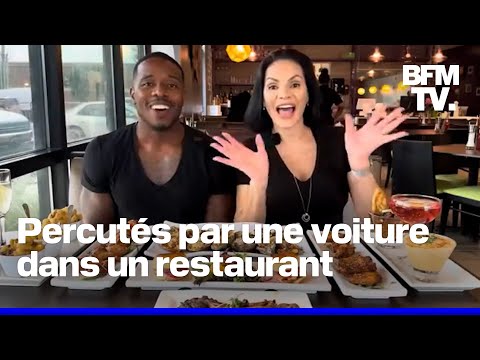 Deux youtubeurs échappent de peu à un drame après qu'une voiture percute la vitre d'un restaurant