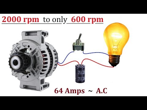 12V 64 Amps Car Alternator ( 2000 RPM ) Converted to ( 600 RPM ) - No Circuit or Transformer Needed