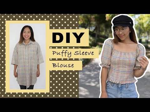 DIY Puffy Sleeve Blouse from Men's Shirt | Thrifted Transformations