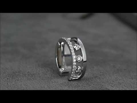 Серьга-каффа из белого золота с бриллиантами