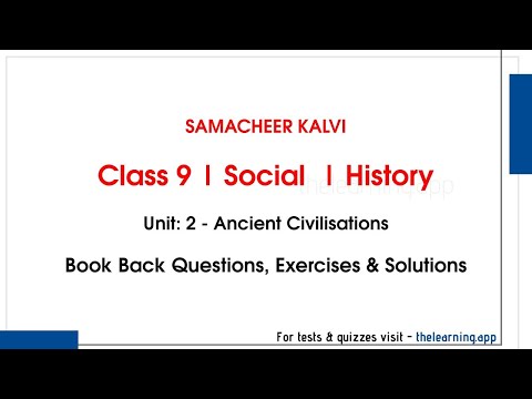 Ancient Civilisations Exercises, Questions | Unit 2 | Class 9 | History | Social | Samacheer Kalvi