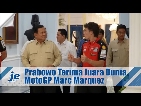 Moment Presiden Prabowo Terima Juara Dunia MotoGP Marc Marquez dan Dua Pembalap Muda Indonesia