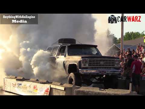 Old Beat Up Chevy Big Burnout At Rod Benders Burnout Competition