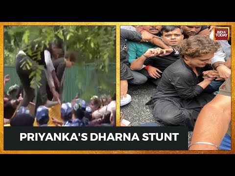 Watch: Priyanka Gandhi Vadra jumps over police barricades as Congress protest rages In Delhi