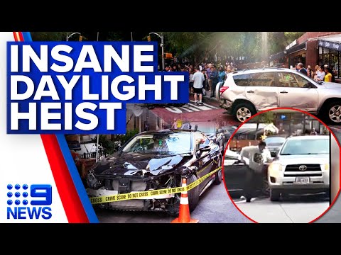 ‘He’s got a gun!’: Thieves ram car into SUV in wild k heist in NYC | 9 News Australia
