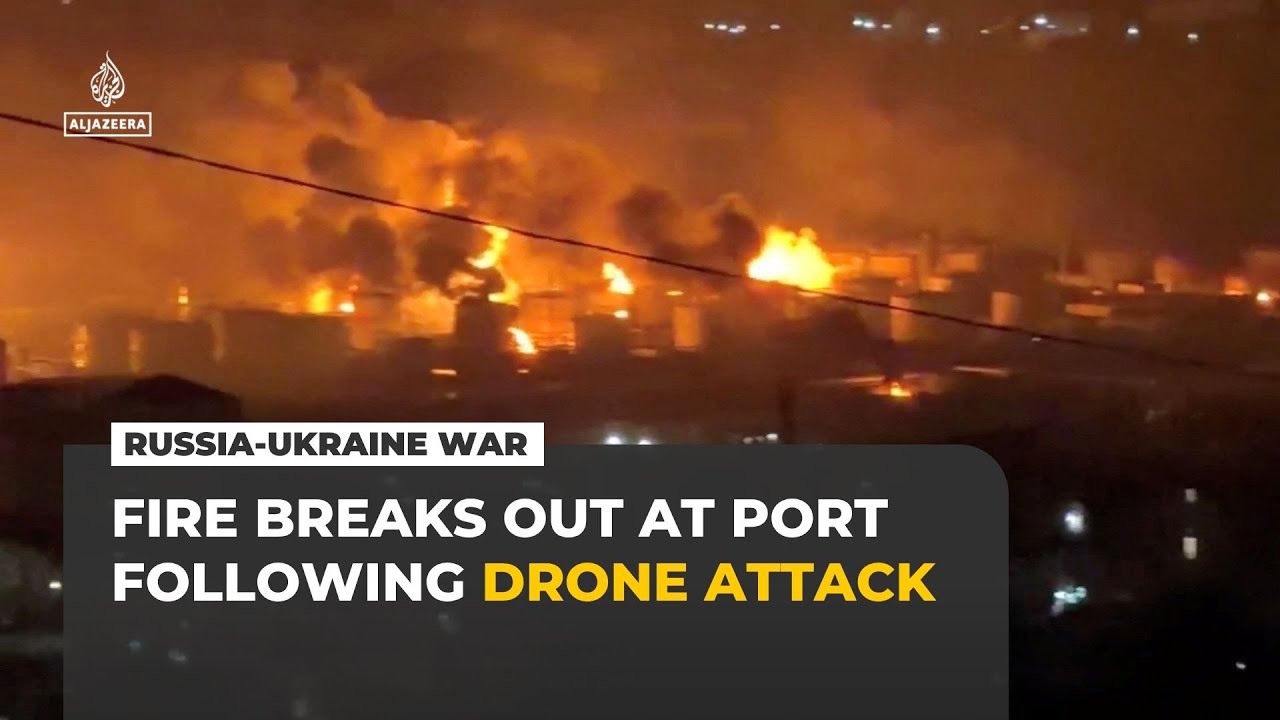 Ukrainian drone attack on Russia's Black Sea port of Tuapse sparks fire, killing at least one
