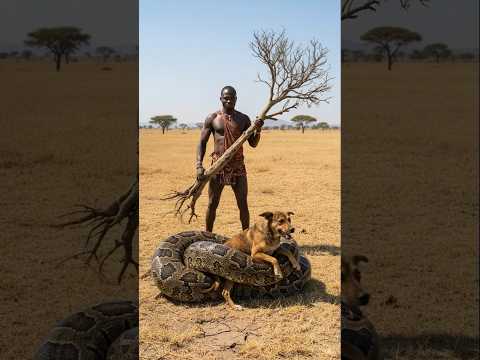 Man protects dog from attack of giant python #shortvideo