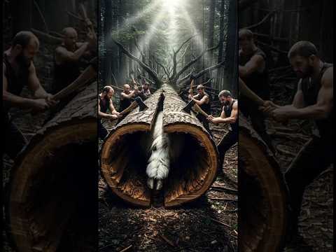 Rescue Miracle: Goat Saved Alive From Giant Log #animals #funny #shorts