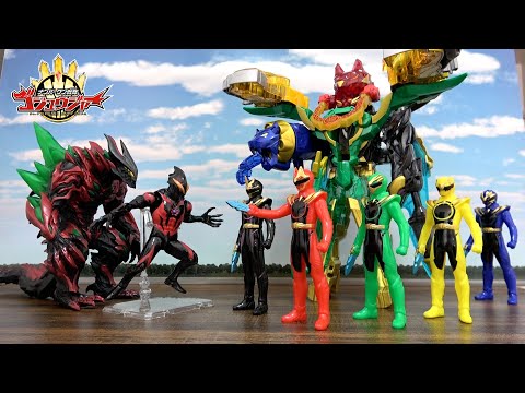 人形劇【ナンバーワン戦隊ゴジュウジャー】ゴジュウジャーの5人が一つに合体!!テガソードが奇跡5体合体だ!!