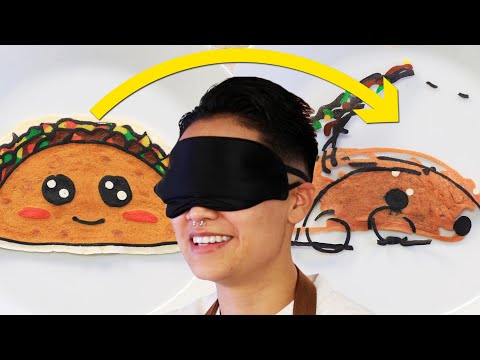 Pancake Artist Tries Making Pancake Art Blindfolded ? Tasty