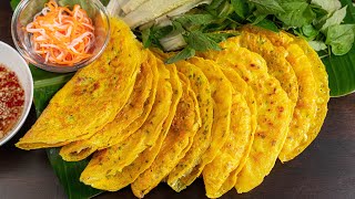 Cho thứ này vào khi pha bột BÁNH XÈO giúp bánh giòn rất lâu không bị thấm dầu | Vietnamese Pancake
