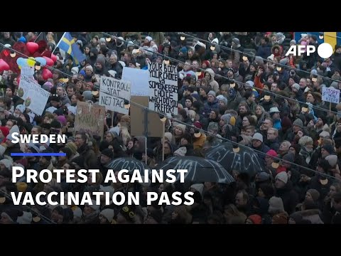 Thousands protest against Covid vaccination pass in Sweden's capital | AFP