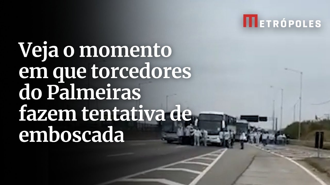 Veja o momento em que torcedores do Palmeiras fazem tentativa de emboscada