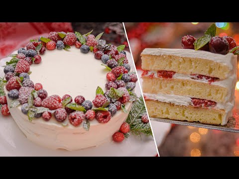 No oven cake | Pancake layer VANILLA LEMON CAKE recipe | ASMR Christmas cooking