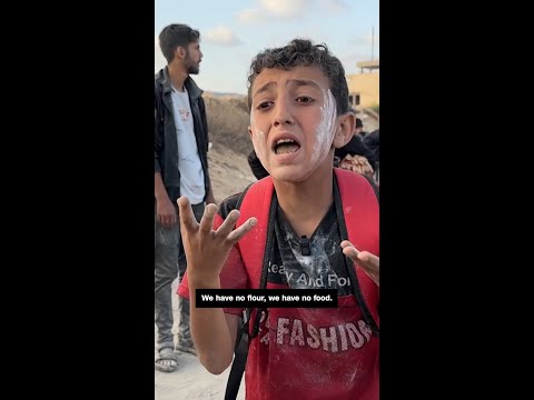 Palestinian boy’s emotional plea for food in Gaza