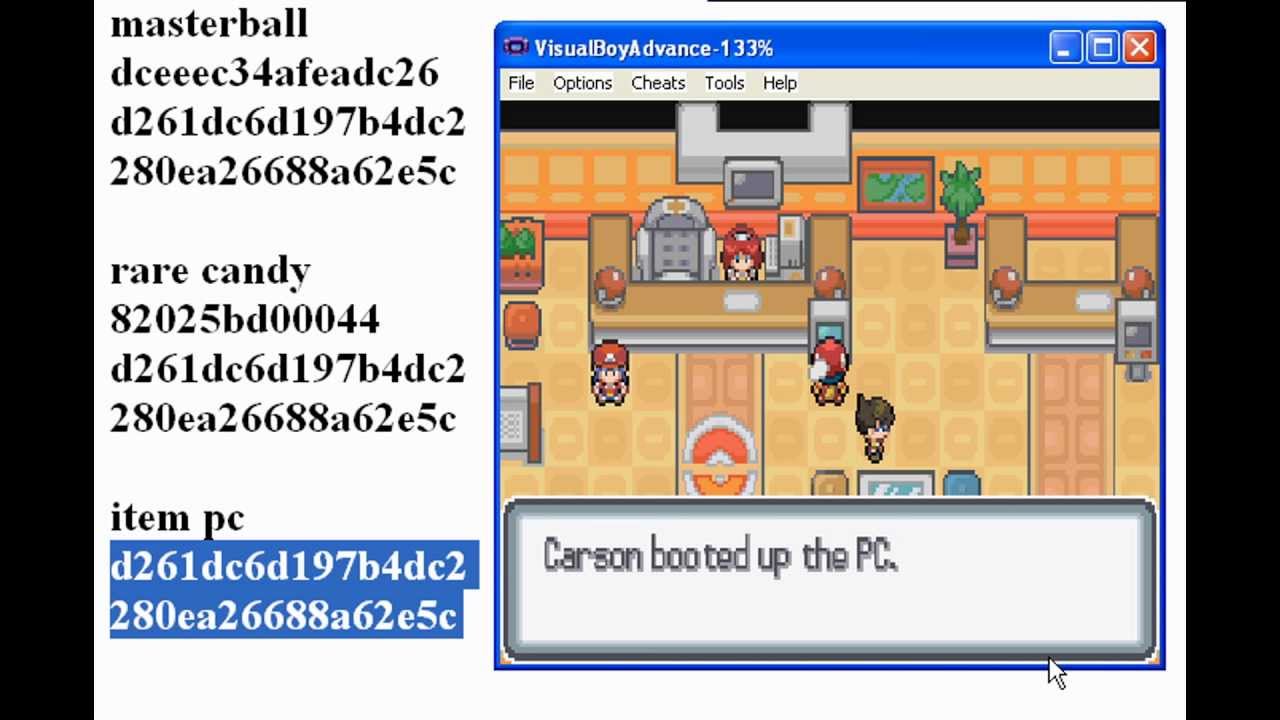 Rare Candy and Masterball Cheats for Pokemon Light Platinum YouTube