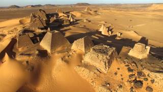Drone flyover of Meroe Pyramids of Sudan