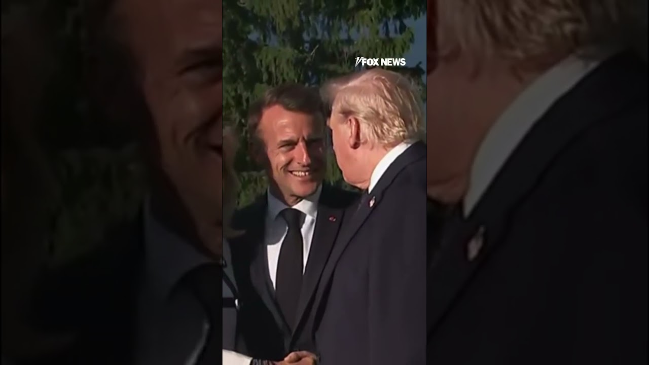 Macron greets Trump at G7 summit in France #shorts #us #news #foxnews #Trump #g7summit