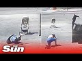 Viral video: Man saves baby in stroller from rolling into busy road