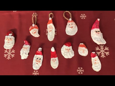 screenshot of youtube video titled Making Oyster Shell - Santa Claus Ornaments