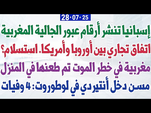 إسبانيا تنشر أرقام عبور الجالية المغربية + اتفاق تجاري بين أوروبا وأمريكا: استقرار أم استسلام؟