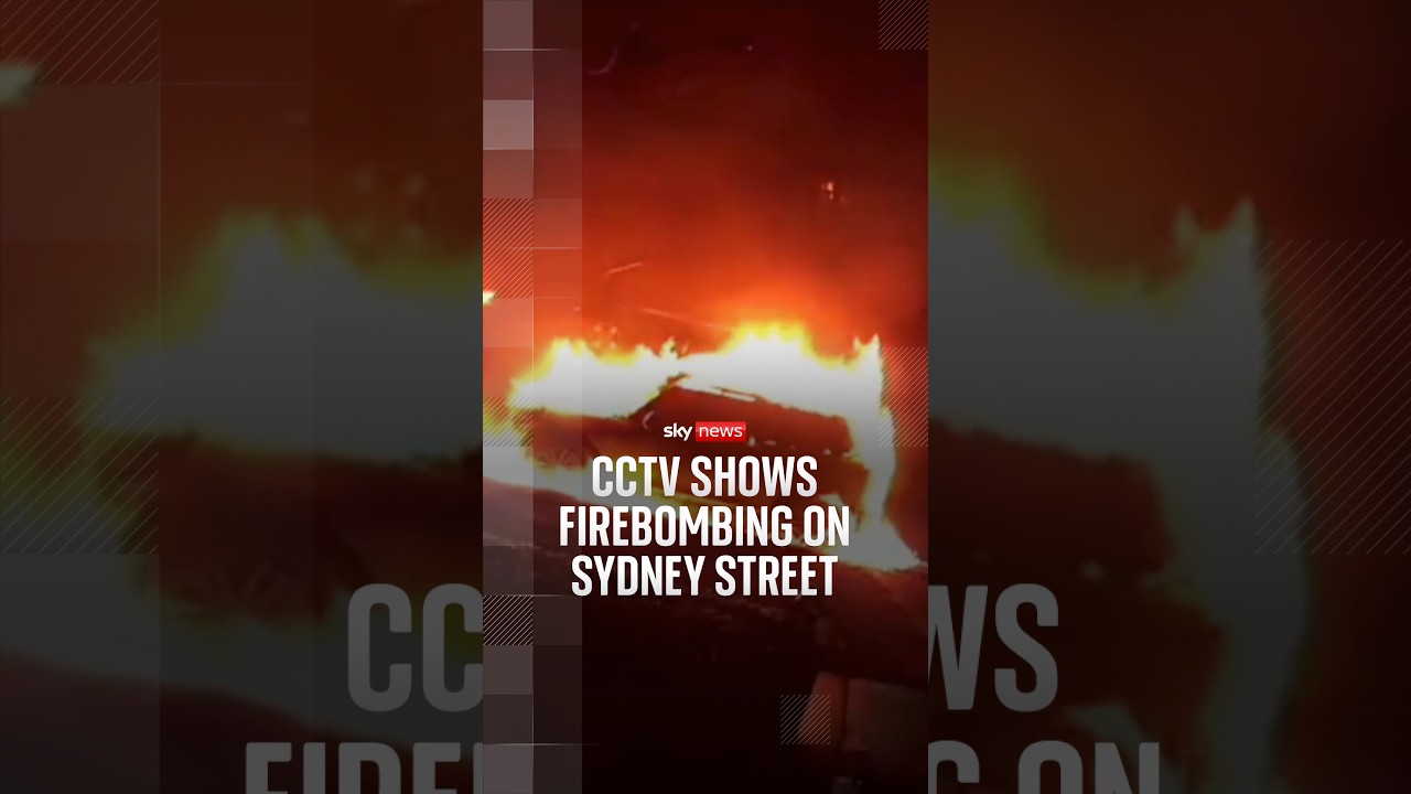 CCTV shows firebombing on Sydney street