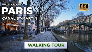 PARIS 10th arrondissement- walking tour at the Canal Saint-Martin from Place de la République - 4K