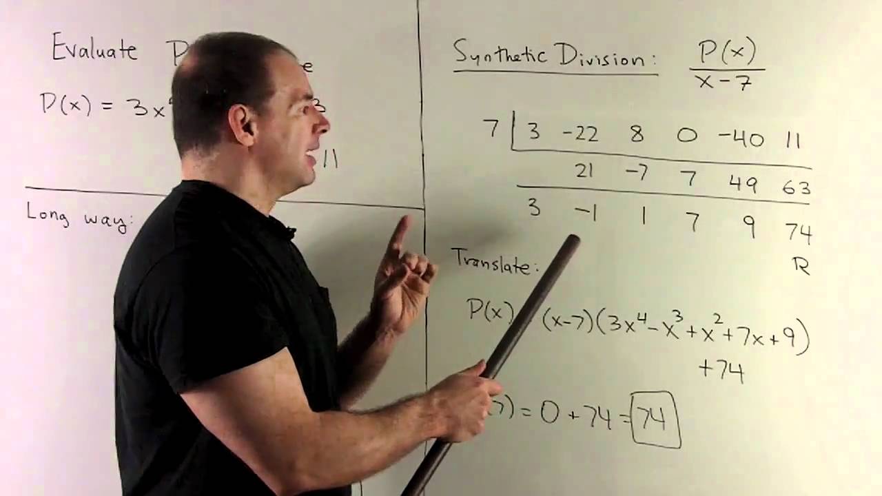 Using Synthetic Division To Evaluate A Polynomial - YouTube