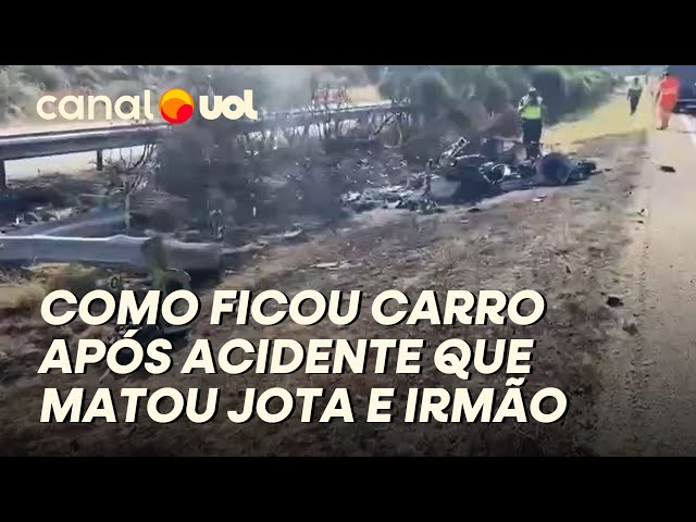 DIOGO JOTA MORRE EM ACIDENTE: VEJA COMO FICOU O CARRO COM JOGADOR DO LIVERPOOL E ANDRÉ SILVA