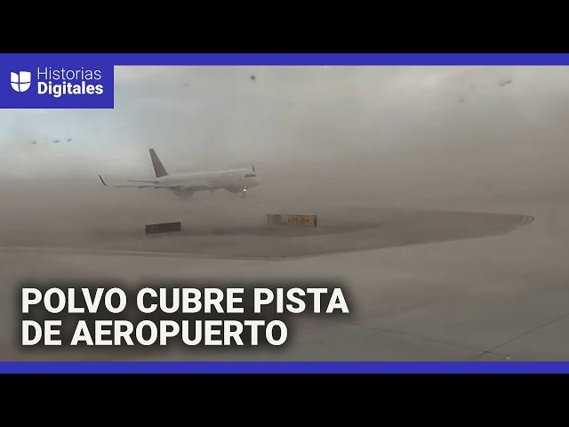 Tormenta de arena cubrió la pista de un aeropuerto en Las Vegas