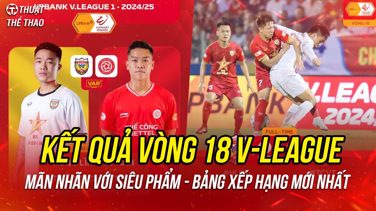Kết quả vòng 18 V-League 24/25 | Hà Tĩnh hòa kịch tính Thể Công Viettel | Bảng xếp hạng mới nhất